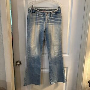Let Me B. Wide Leg Frayed Waist Women's Jeans Sz 9